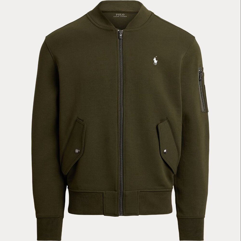 NWT Men's Polo Ralph Lauren Double-Knit Flight Jacket XXL Company Olive - Picture 2 of 14